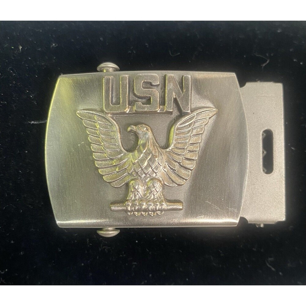 Vintage USN Naval Belt Buckle Navy Eagle US  2x1.5
